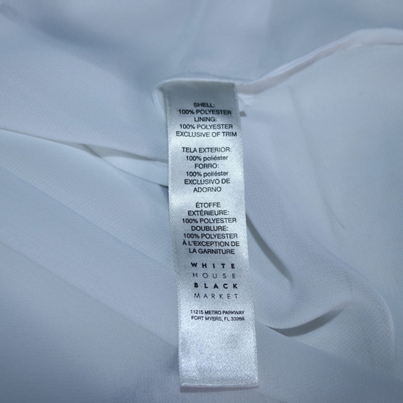 White House Black Market Blouse, Long Sleeves,Black Lace trim, Size 0 XS, White - Picture 9 of 9